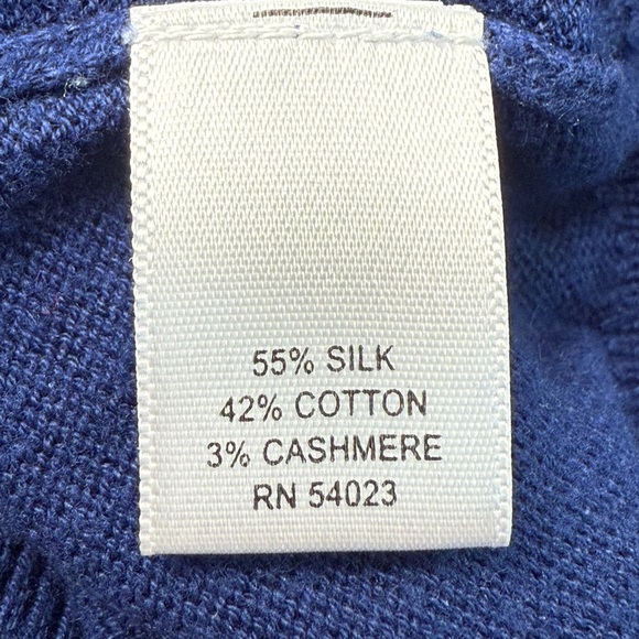 Banana Republic V-Neck Sweater Mens Large Blue Grey Argyle Silk Cashmere Blend - Picture 6 of 11